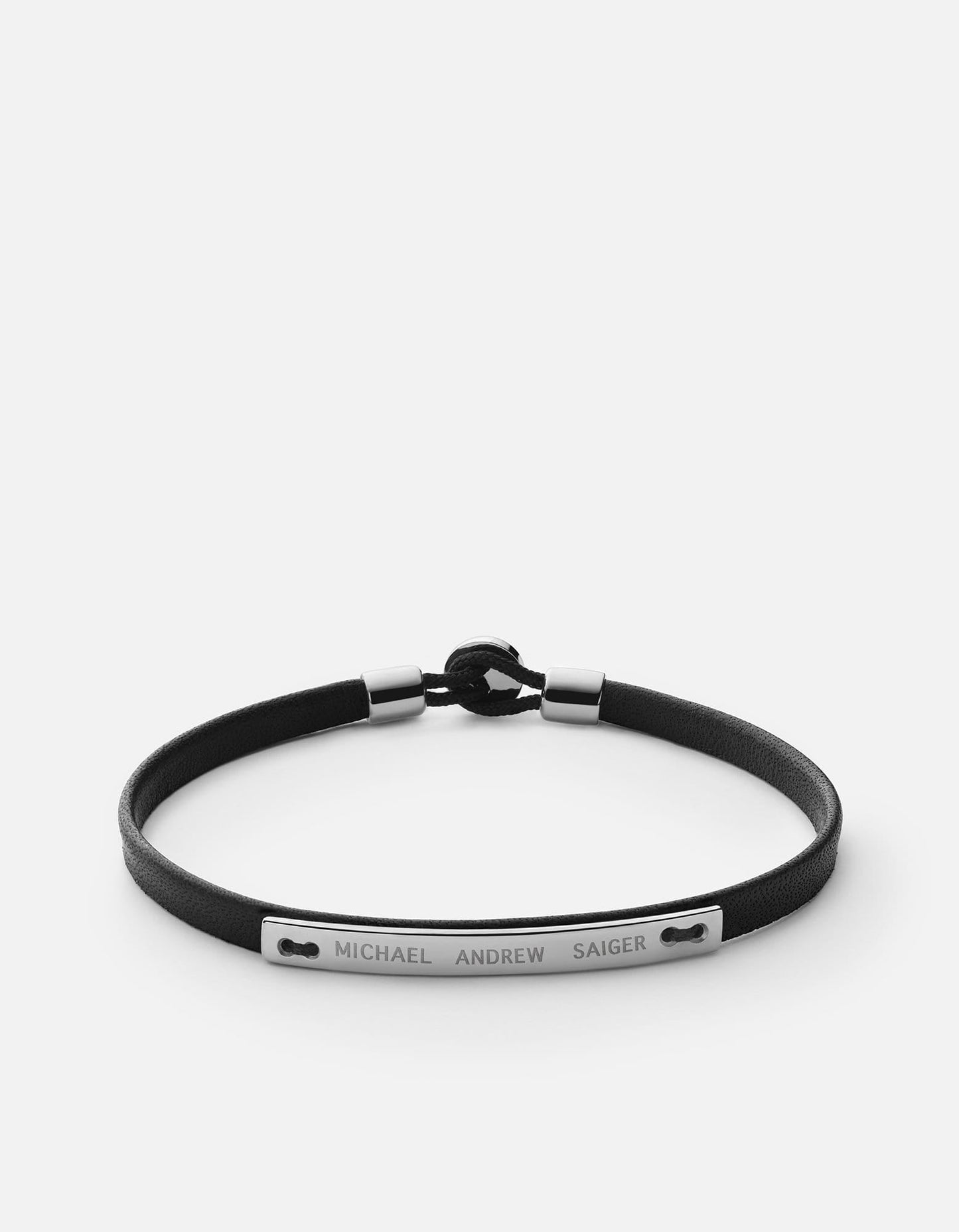 Nexus ID Leather Bracelet, Matte Silver