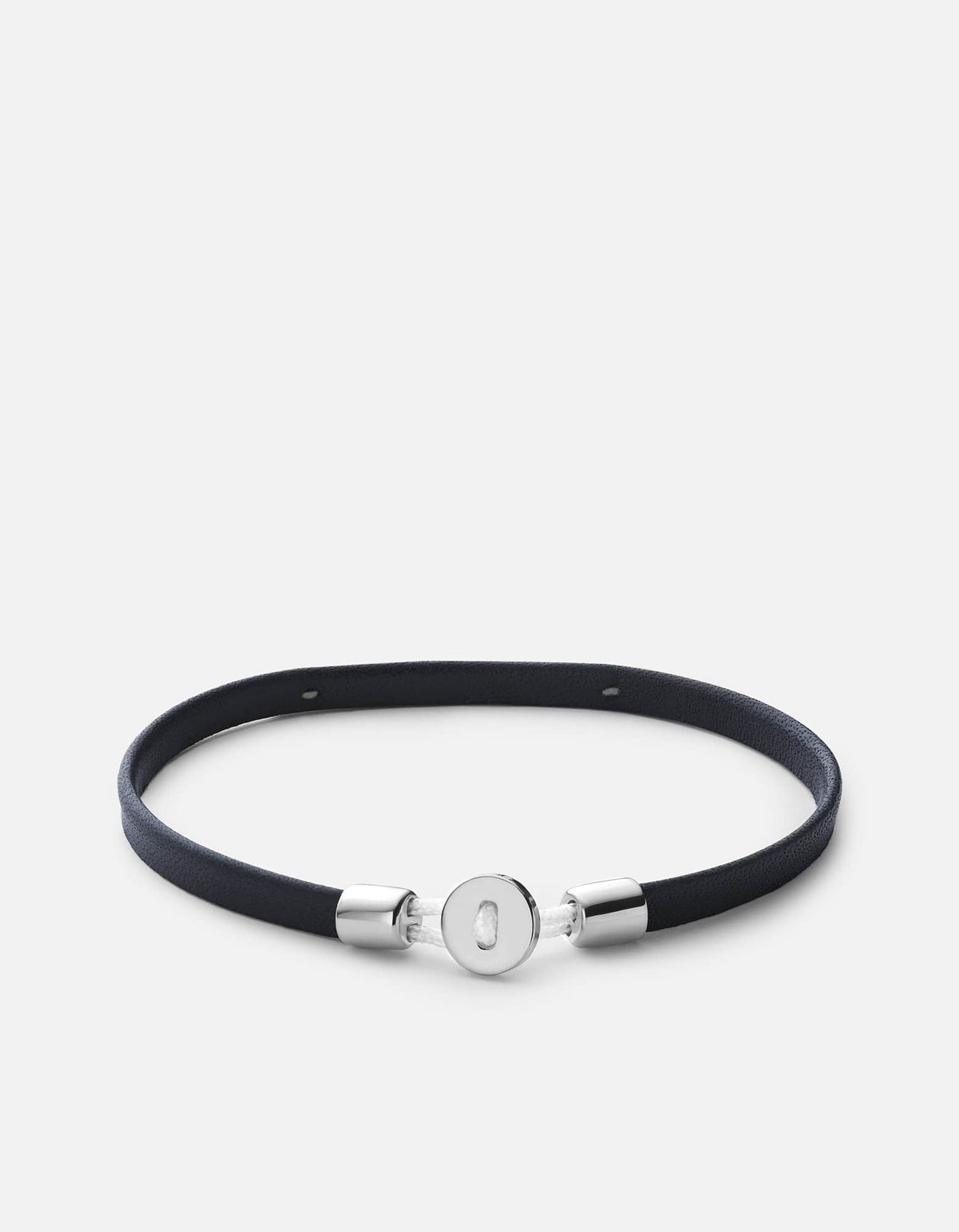 Nexus ID Leather Bracelet, Matte Silver