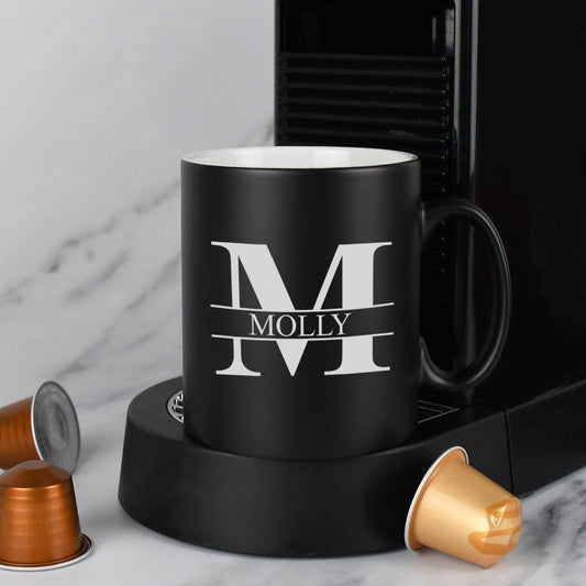 Personalised Initial & Name Satin Mug Laser Engraved Gifts Ideas Presents For Mum Dad Birthday Christmas Mothers Fathers Day